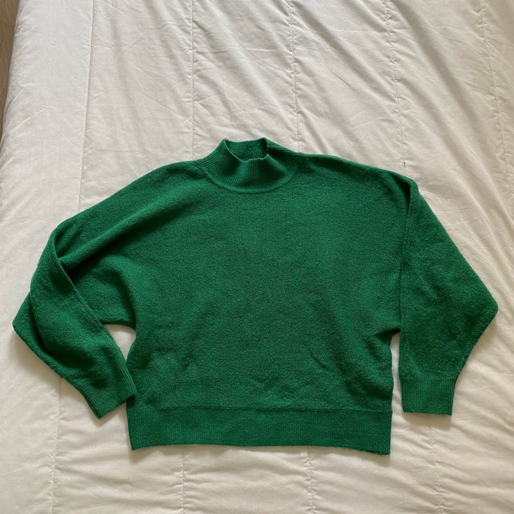 HM H&M mock neck green sweater